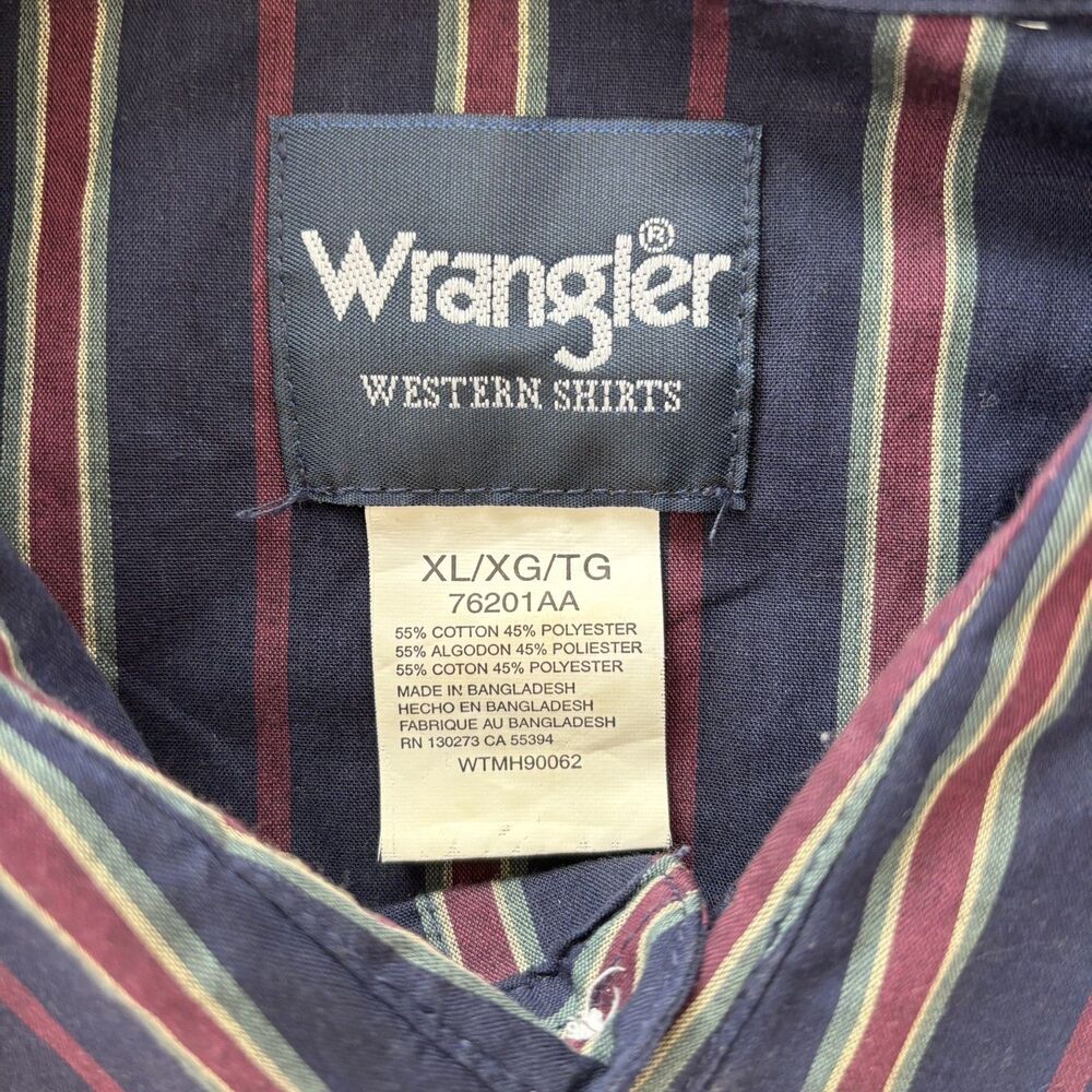 Wrangler Mens Pearl Snap Western Shirt Sz XL Rodeo Cowboy Ranch Festival Stripe - Picture 2 of 10